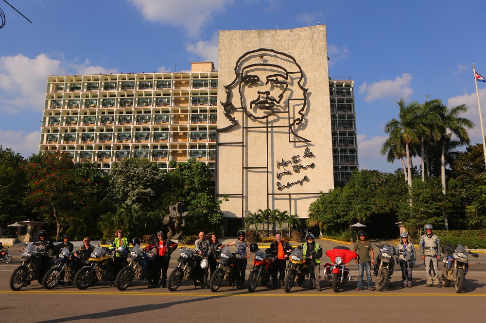 Chris Baker MotoDiscovery motorcycle tour group Che Guevara Plaza de la Revolucion Havana Cuba